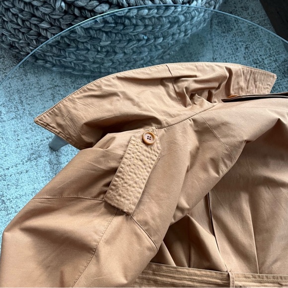 Vintage 70s Single Breasted Trench Brown modest Cotagecore Coat Sz S - Picture 12 of 13